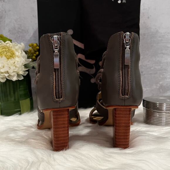 NEW The Fix Jackson Leather Rope Lace Up Block Heel Gladiator Sandals Grey 6 NIB - Picture 8 of 16